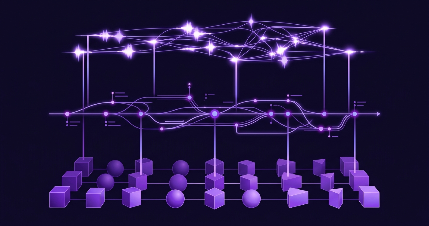 AI companion memory visualization — layered glowing rings representing memory depth