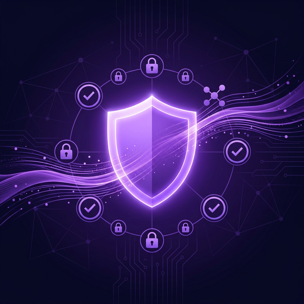 AI companion safety trust framework — glowing shield icon in dark space