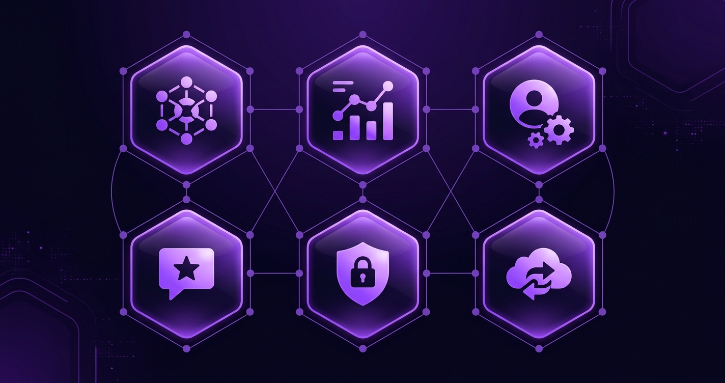 Free AI companion apps 2026 — six glowing icons comparison on dark background