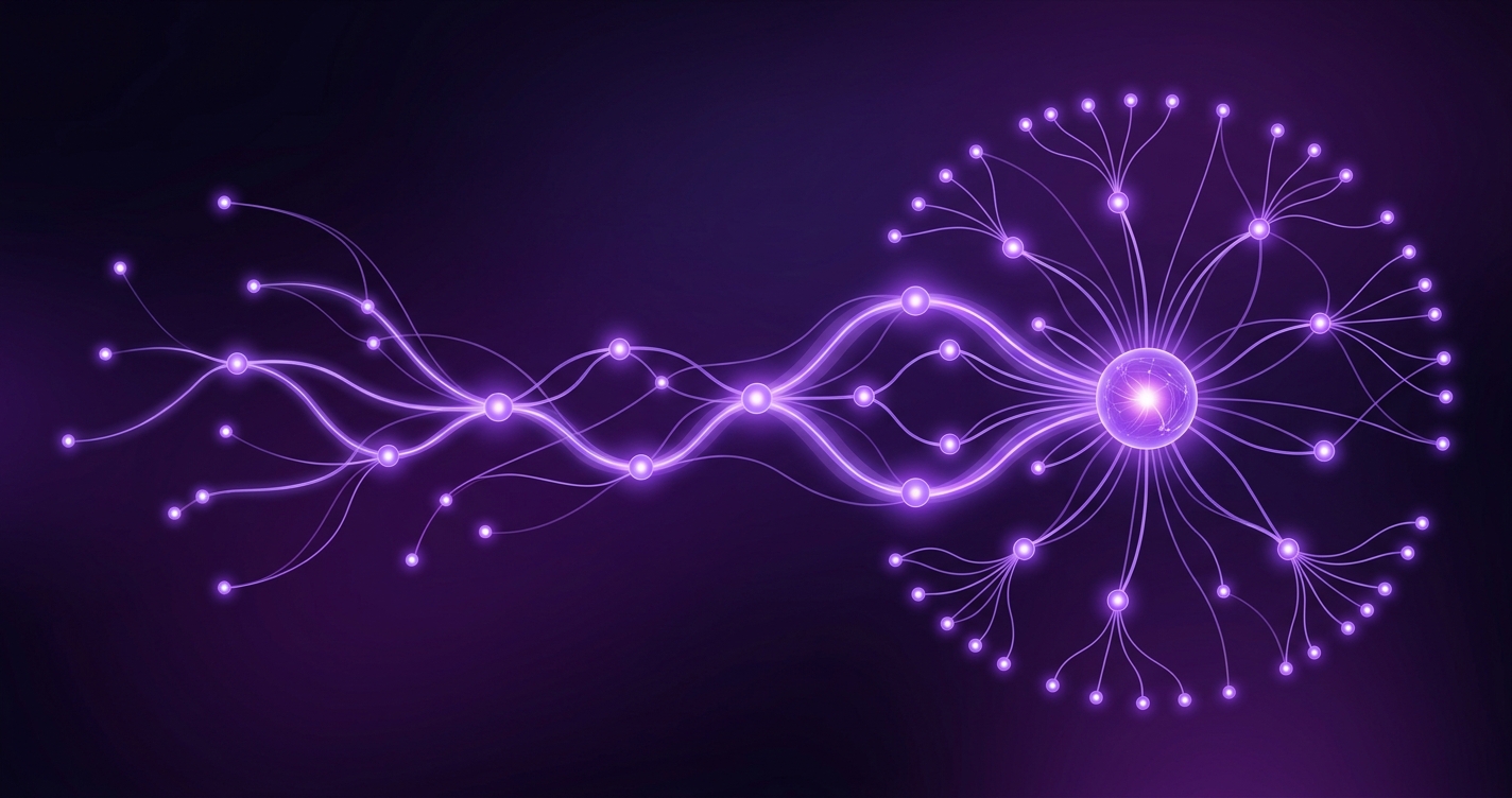 AI chatbot with memory — glowing neural network threads connecting over time